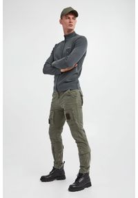 Aeronautica Militare - Sweter męski AERONAUTICA MILITARE. Typ kołnierza: kołnierzyk stójkowy. Materiał: bawełna. Długość rękawa: długi rękaw. Długość: długie. Wzór: prążki, haft #3