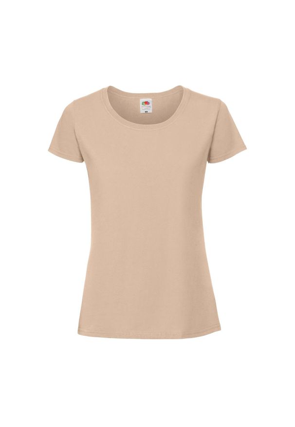 FRUIT OF THE LOOM - Koszulka Damska Iconic 190. Kolor: beżowy. Sport: turystyka piesza