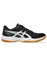 Buty do tenisa Asics Upcourt 6. Kolor: czarny, biały, wielokolorowy. Materiał: syntetyk, materiał. Szerokość cholewki: normalna. Sport: siatkówka, piłka ręczna, tenis