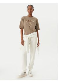 Guess T-Shirt V4YI06 I3Z14 Beżowy Regular Fit. Kolor: beżowy. Materiał: bawełna #5