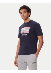Napapijri T-Shirt S-Drapeau Ss NP0A891K Granatowy Regular Fit. Kolor: niebieski. Materiał: bawełna
