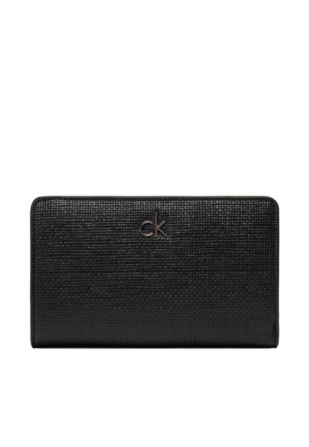 Calvin Klein Duży Portfel Damski Ck Daily Medium Bifold_Tex K60K612957 Czarny. Kolor: czarny. Materiał: skóra