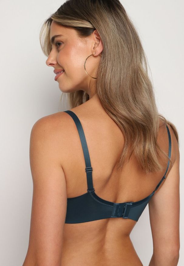 Born2be - Ciemnozielony Biustonosz Ozdobiony Koronką Full Cup Florinna. Kolor: zielony. Materiał: koronka. Wzór: aplikacja, koronka