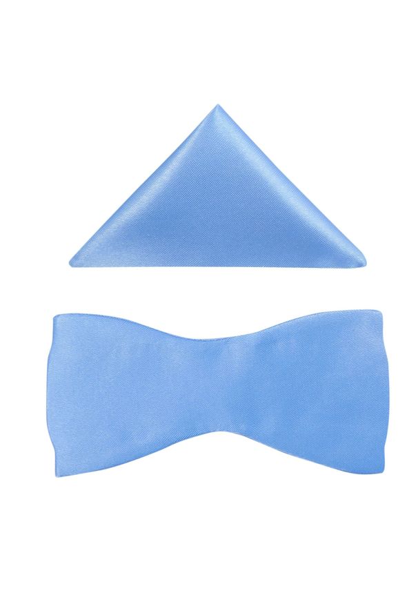 Modini - Błękitna mucha wiązana - M7. Kolor: niebieski. Materiał: poliester, tkanina. Styl: elegancki
