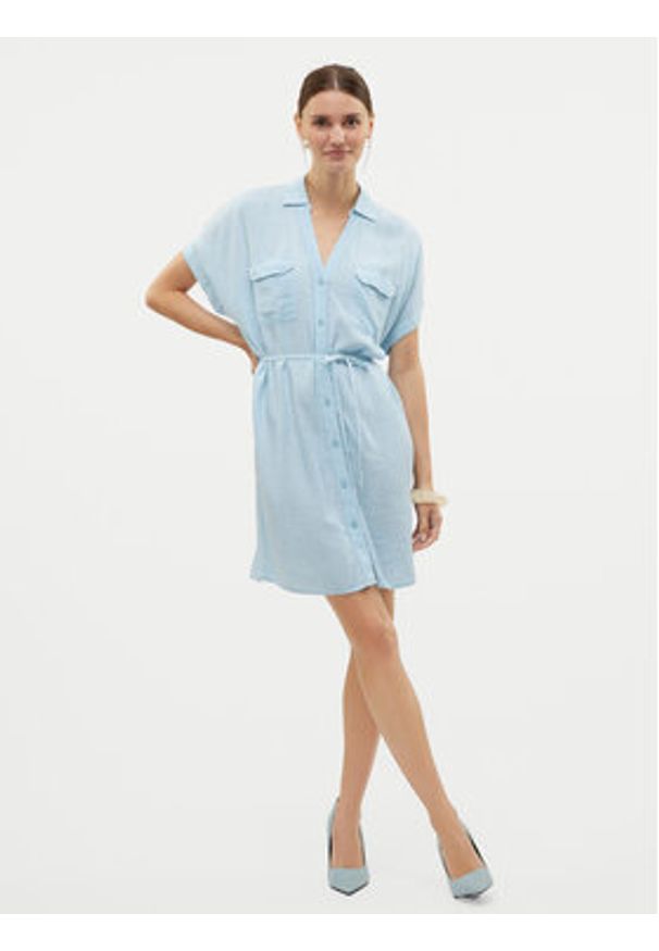 Vero Moda Sukienka letnia Linn 10323027 Błękitny Relaxed Fit. Kolor: niebieski. Materiał: wiskoza. Sezon: lato