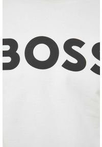 BOSS Orange - Boss Orange bluza bawełniana męska kolor beżowy z nadrukiem. Kolor: beżowy. Materiał: bawełna. Wzór: nadruk #5