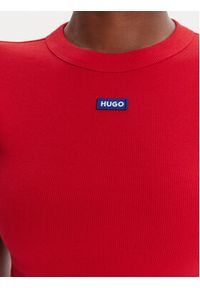 Hugo - HUGO T-Shirt Baby 50510749 Bordowy Slim Fit. Kolor: czerwony. Materiał: bawełna