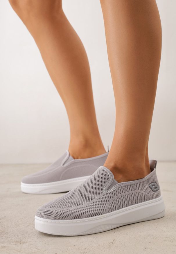 Born2be - Szare Siateczkowe Tenisówki pod Kostkę na Grubej Podeszwie Phisiane. Okazja: na co dzień, na spacer. Kolor: szary. Materiał: jeans. Szerokość cholewki: normalna. Styl: sportowy, klasyczny, casual