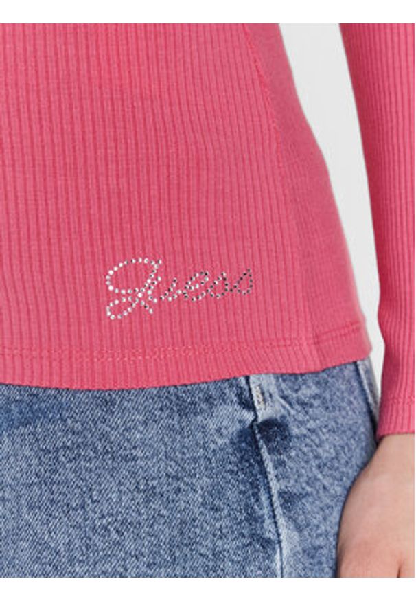Guess Bluzka Karlee W2YP46 KBCO2 Różowy Slim Fit. Kolor: różowy. Materiał: wiskoza