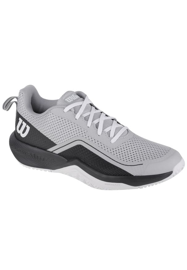 Buty do tenisa męskie Wilson Rush Pro Lite. Zapięcie: sznurówki. Kolor: szary. Materiał: guma, materiał, syntetyk. Szerokość cholewki: normalna. Sport: tenis