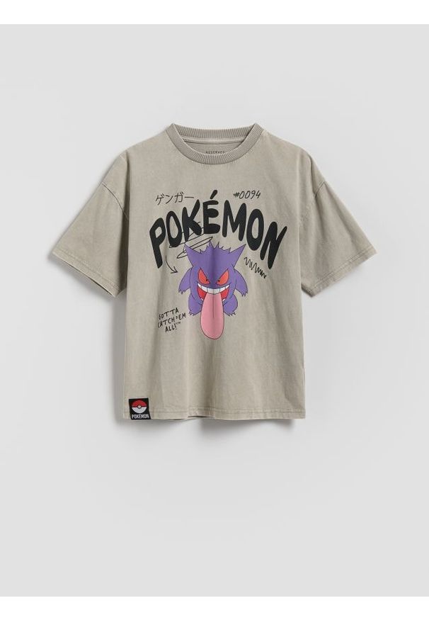 Reserved - T-shirt Pokémon - jasnoszary. Kolor: szary. Materiał: dzianina, bawełna