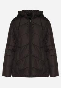 Born2be - Czarna Kurtka z Szerokim Pikowaniem i Kapturem Yasidi. Okazja: na co dzień. Kolor: czarny. Materiał: jeans. Styl: casual, elegancki #8