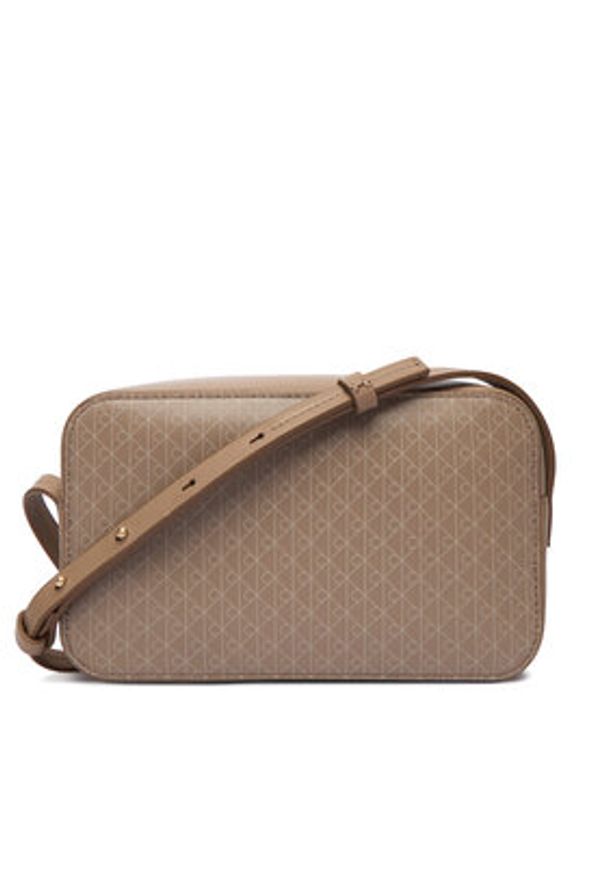 Calvin Klein Torebka Emblem Aop Elongated Camera Bag LV04F3268G Beżowy. Kolor: beżowy. Materiał: skórzane