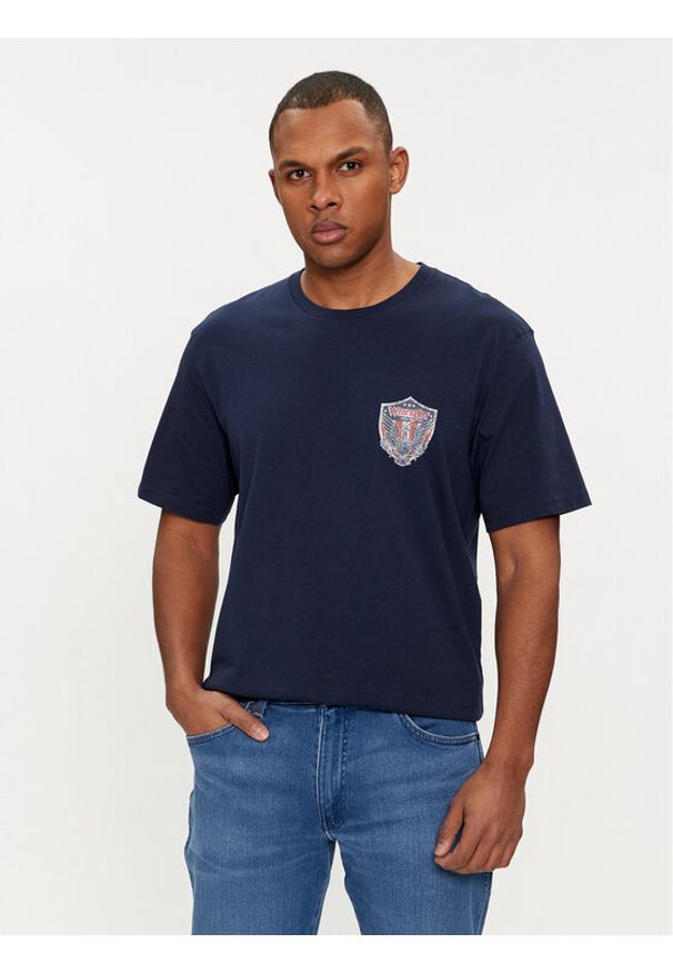 Wrangler T-Shirt Americana 112350561 Granatowy Regular Fit. Kolor: niebieski. Materiał: bawełna