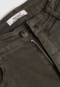 Renee - Ciemnozielone Szerokie Jeansy z Bawełny Violore. Stan: podwyższony. Kolor: beżowy #6