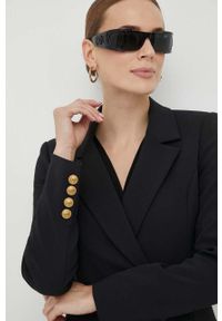 Marciano Guess marynarka kolor czarny dwurzędowa gładka. Kolor: czarny. Materiał: tkanina. Wzór: gładki. Styl: klasyczny #6