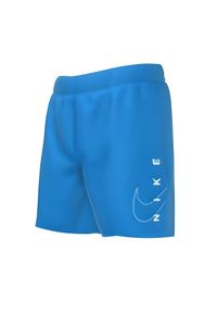 Szorty kąpielowe dziecięce Nike Split Logo 4" Volley. Kolor: niebieski. Długość: krótkie. Sezon: lato