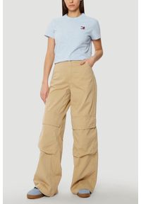 Tommy Jeans - TOMMY JEANS Błękitny damski t-shirt z małym logo, Rozmiar S. Kolor: niebieski #4