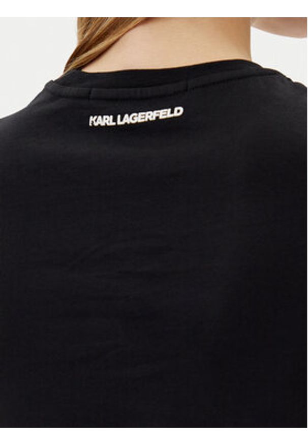 Karl Lagerfeld - KARL LAGERFELD T-Shirt A2W17112 Czarny Regular Fit. Typ kołnierza: dekolt w karo. Kolor: czarny. Materiał: bawełna