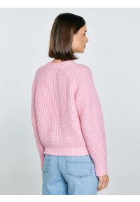 Big-Star - Kardigan damski różowy Rosina 600. Kolor: różowy. Materiał: skóra, materiał. Długość: krótkie #2