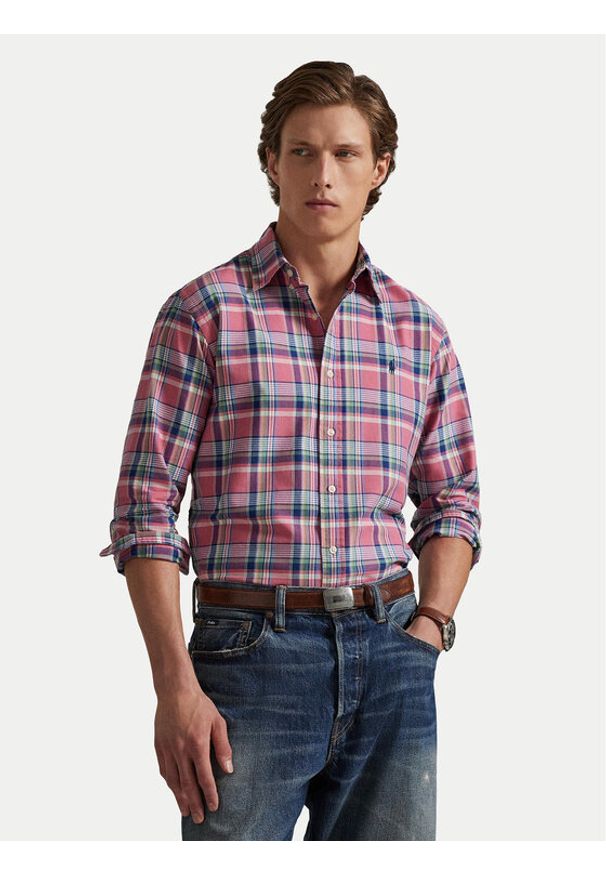 Polo Ralph Lauren Koszula 710922273006 Różowy Custom Fit. Typ kołnierza: polo. Kolor: różowy. Materiał: bawełna