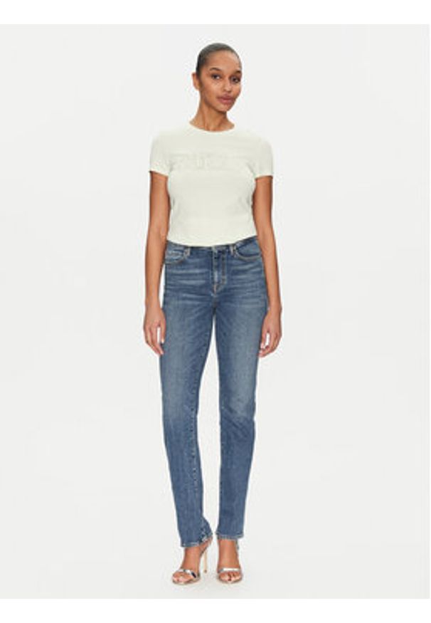 Guess T-Shirt W5GI04 J1314 Żółty Slim Fit. Kolor: żółty. Materiał: bawełna