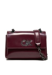 Calvin Klein Torebka Re-Lock Sm Shoulder K60K612558 Bordowy. Kolor: czerwony. Materiał: skórzane