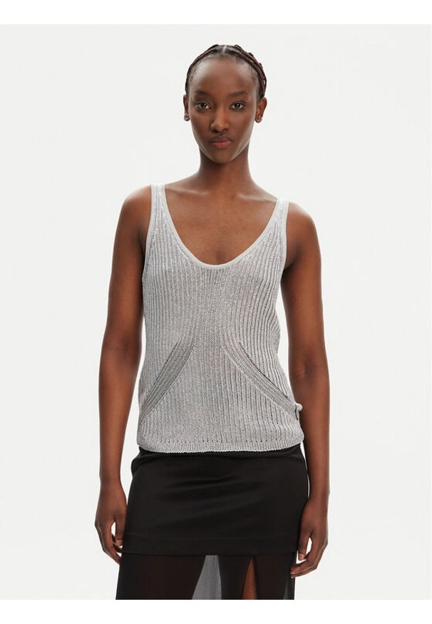 Pinko - PINKO Top Noha 105148 A2LO Szary Regular Fit. Kolor: szary. Materiał: wiskoza