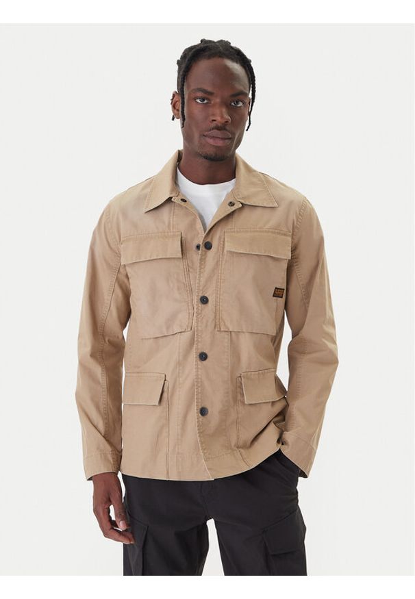 G-Star RAW - G-Star Raw Kurtka przejściowa 4 Pkt Overshirt D26429-D387 Beżowy Slim Fit. Kolor: beżowy. Materiał: bawełna