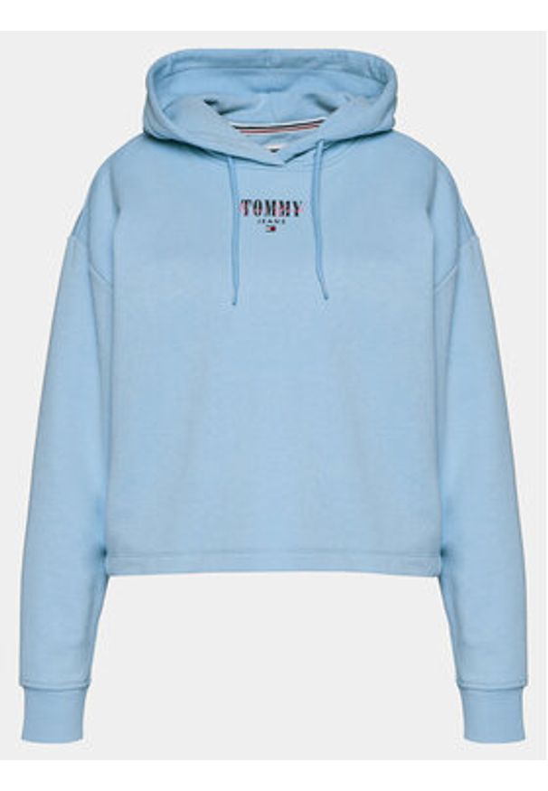 Tommy Jeans Bluza Essential Logo DW0DW17797 Błękitny Relaxed Fit. Kolor: niebieski. Materiał: syntetyk