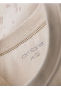 Ombre Clothing - T-shirt męski z nadrukiem i okrągłym dekoltem – kremowy V2 OM-TSFP-0187 - XXL. Okazja: na co dzień. Kolor: kremowy. Materiał: dzianina, materiał, bawełna. Długość rękawa: krótki rękaw. Długość: krótkie. Wzór: nadruk. Styl: sportowy, casual #3