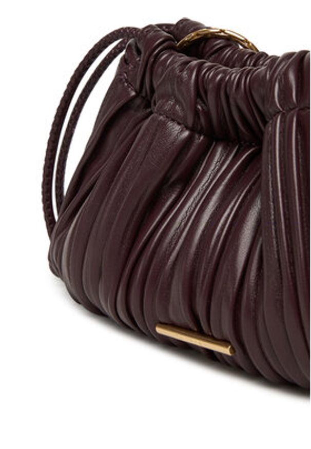 Calvin Klein Torebka Plisse Mini Drawstring Bag LV04F3077G Bordowy. Kolor: czerwony. Materiał: skórzane