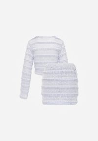 Born2be - Niebieski Koronkowy Komplet Bluzka z Długim Rękawem i Spódnico-Spodenki Lupeiros. Kolor: niebieski. Materiał: koronka #3