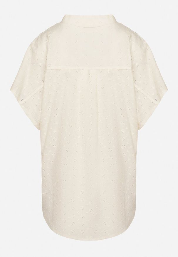 Born2be - Ciemnobeżowa Bawełniana Koszula z Ozdobnym Haftem Teladwena. Okazja: na co dzień. Kolor: beżowy. Materiał: bawełna. Wzór: haft. Styl: elegancki, casual, klasyczny