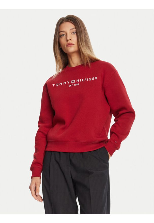 TOMMY HILFIGER - Tommy Hilfiger Bluza WW0WW39791 Czerwony Relaxed Fit. Kolor: czerwony. Materiał: bawełna