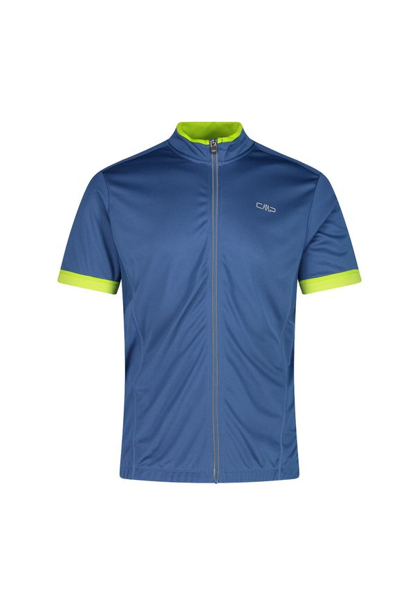 Zapinany na zamek dżersej CMP. Kolor: niebieski. Materiał: jersey. Sport: kolarstwo