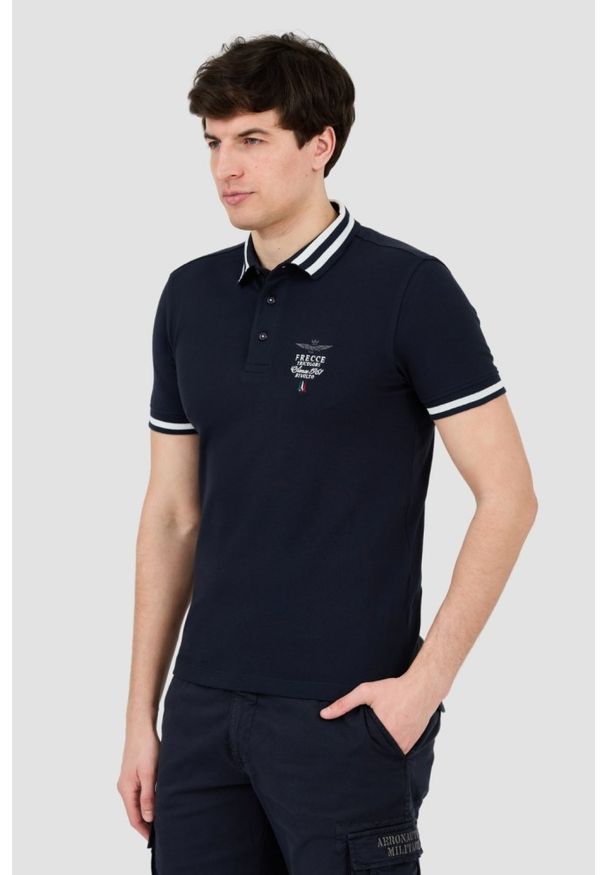 Aeronautica Militare - AERONAUTICA MILITARE Granatowe polo Short Sleeve. Typ kołnierza: polo. Kolor: niebieski
