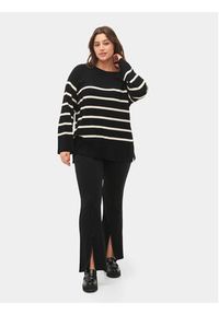 Zizzi Sweter M61259A Czarny Regular Fit. Kolor: czarny. Materiał: wiskoza