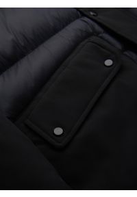 Ombre Clothing - Długa męska pikowana kurtka z dużymi kieszeniami – czarna V1 - Rozmiar: L. Typ kołnierza: kaptur. Kolor: szary. Materiał: syntetyk, tkanina, materiał. Długość: długie. Wzór: gładki #7