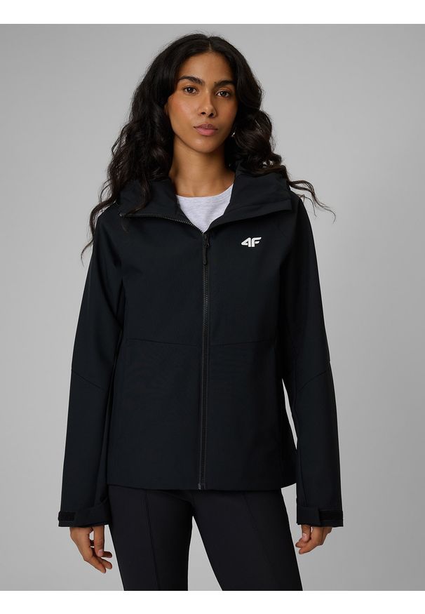 4f - 4F Kurtka przejściowa membrana 5000 damska - czarna XXL. Okazja: na co dzień. Kolor: czarny. Długość rękawa: raglanowy rękaw. Styl: casual