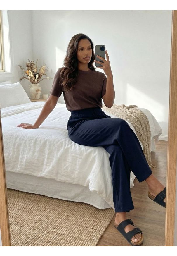 Sinsay - Bawełniana koszulka z gęstego splotu Interlock - brązowy. Kolor: brązowy. Materiał: bawełna. Wzór: ze splotem