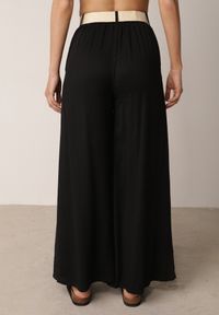 Born2be - Czarne Spodnie z Wiskozą o Szerokim Kroju z Wysokim Stanem i Paskiem Larailure. Okazja: na co dzień, do pracy. Stan: podwyższony. Kolor: czarny. Materiał: wiskoza. Długość: krótkie. Sezon: wiosna, lato. Styl: casual #6