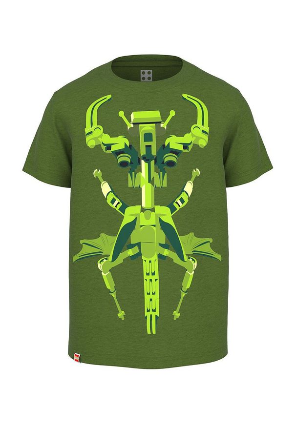 LEGO Wear - Lego Wear t-shirt bawełniany dziecięcy kolor zielony z nadrukiem. Okazja: na co dzień. Kolor: zielony. Materiał: bawełna. Wzór: nadruk. Styl: casual