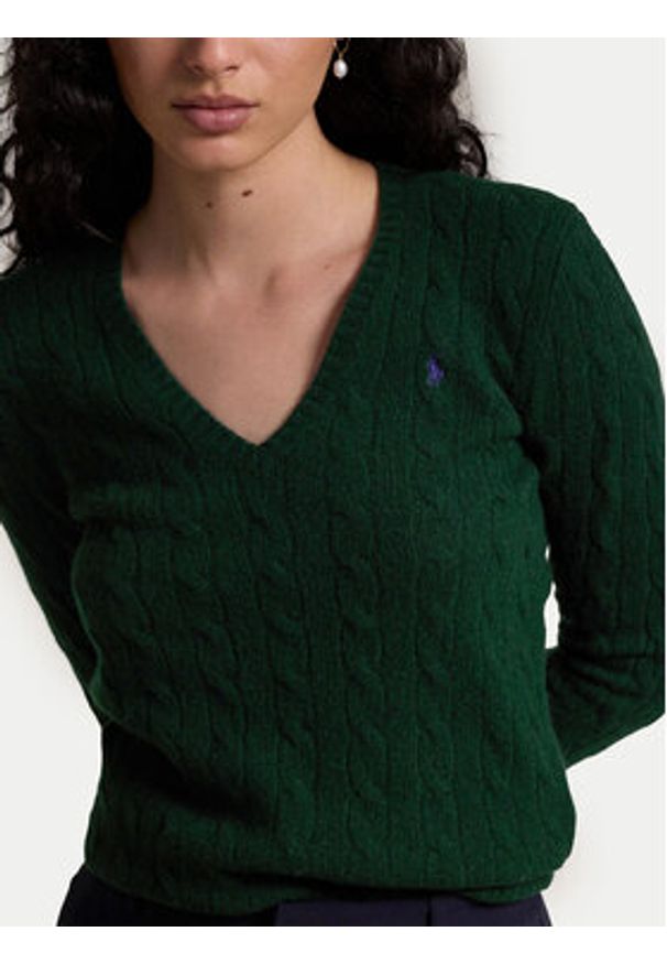 Polo Ralph Lauren Sweter 211910422010 Zielony Slim Fit. Typ kołnierza: polo. Kolor: zielony. Materiał: wełna