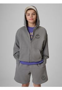 4f - 4F Bluza dresowa loose z kapturem chłopięca - szara 158/164 (12-14 lat). Okazja: na uczelnię, na co dzień, na spacer. Typ kołnierza: kaptur. Kolor: szary. Materiał: dresówka. Sezon: lato. Styl: casual #1