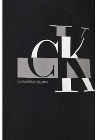 Calvin Klein Jeans t-shirt bawełniany kolor czarny z nadrukiem. Kolor: czarny. Materiał: bawełna. Długość rękawa: krótki rękaw. Długość: krótkie. Wzór: nadruk. Styl: klasyczny #2