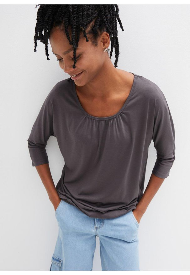 bonprix - Bluzka oversize z mieszanki wiskozy. Kolor: szary. Materiał: wiskoza