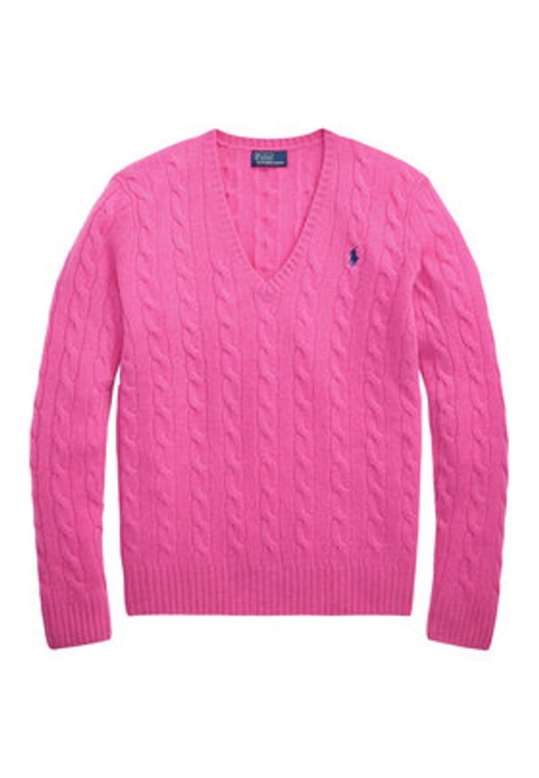 Polo Ralph Lauren Sweter 211971866008 Różowy Slim Fit. Typ kołnierza: polo. Kolor: różowy. Materiał: wełna