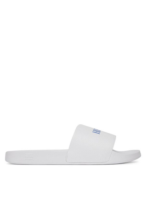 TOMMY HILFIGER - Tommy Hilfiger Klapki Hilfiger Print Tumble Pool Slide FM0FM05505 Biały. Kolor: biały. Materiał: skóra. Wzór: nadruk