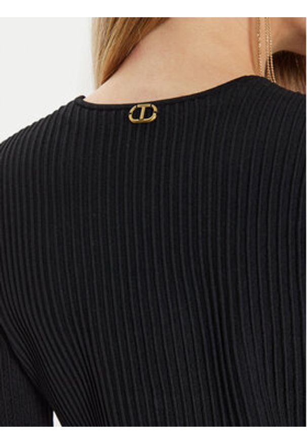 TwinSet - TWINSET Kardigan 242TT3123 Czarny Slim Fit. Kolor: czarny. Materiał: syntetyk, wiskoza